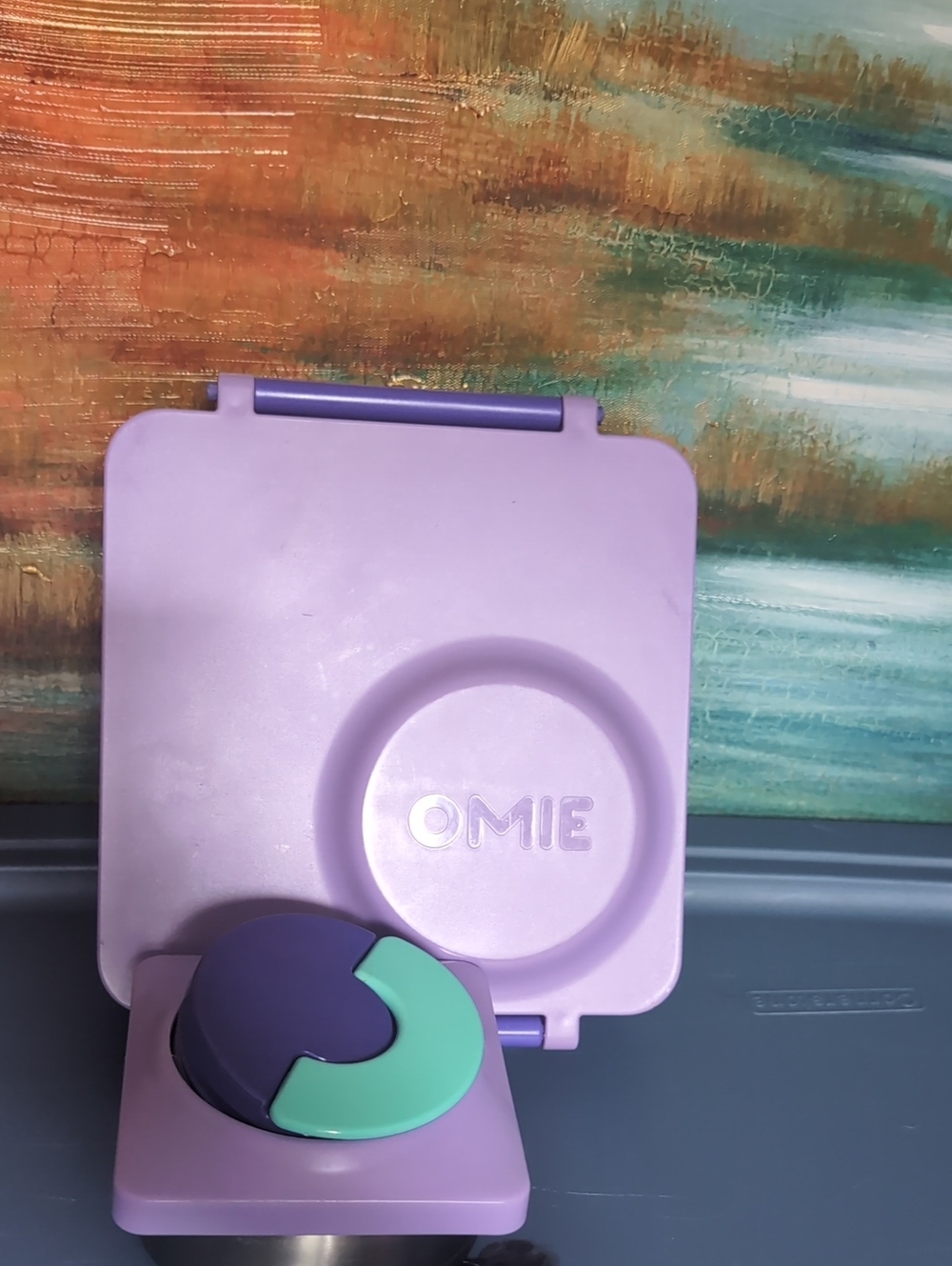 Lavender Food Container Lid with Teal Dial - Home Storage & Organization